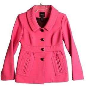SMYTHE Les Vestes Jacket Coat Pink Wool Blend Quilted Detail Small US 4